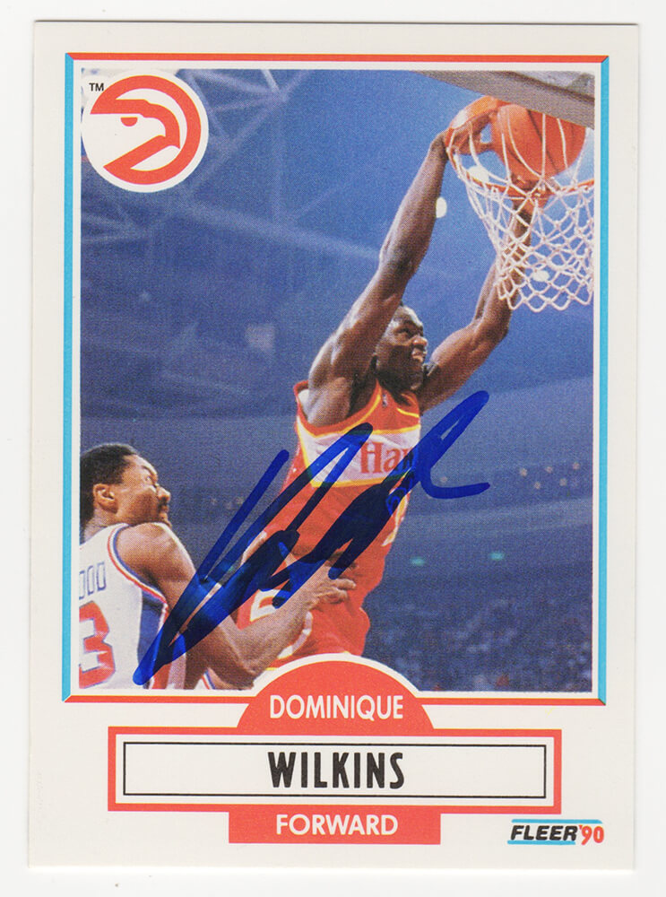Dominique Wilkins Autographed Atlanta Hawks 1990-91 Fleer Basketball Trading Card #6-Powers Sports Memorabilia