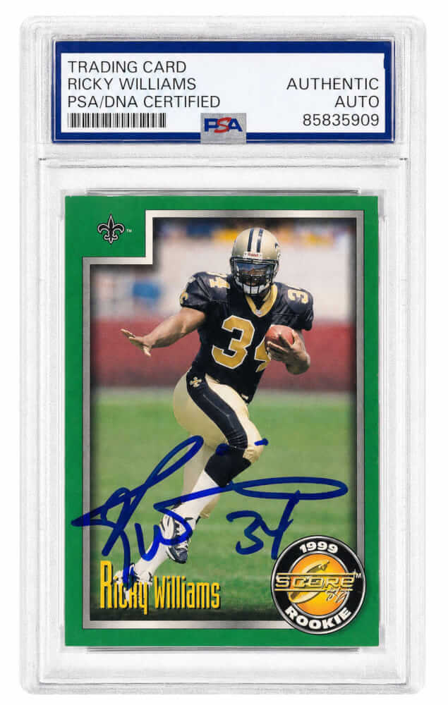 Ricky Williams Signe New Orleans Saints 1999 Score Football Rookie Card-Powers Sports Memorabilia