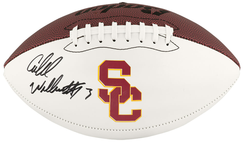Caleb Williams Autographed USC Trojans Baden White Logo Football-Powers Sports Memorabilia