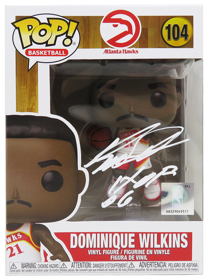 Dominique Wilkins Autographed Atlanta Hawks NBA Funko Pop Doll #104 with HOF'06-Powers Sports Memorabilia