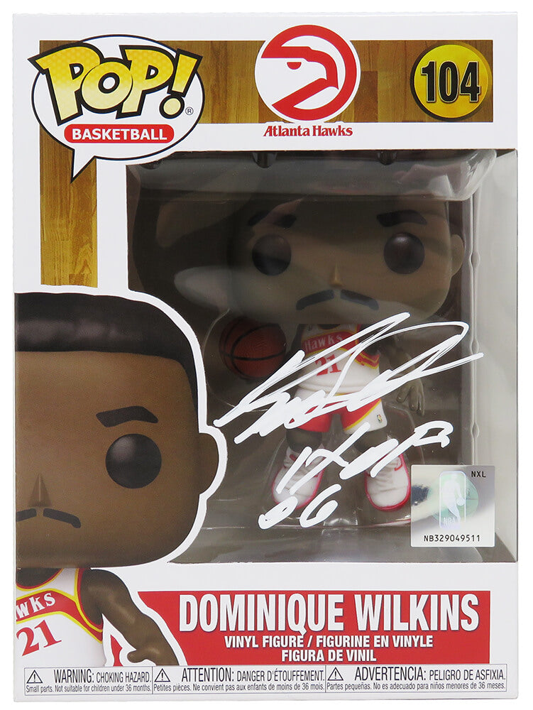 Dominique Wilkins Autographed Atlanta Hawks NBA Funko Pop Doll #104 with HOF'06-Powers Sports Memorabilia