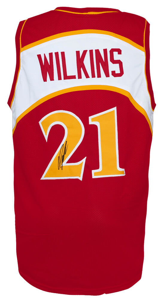 Dominique Wilkins Autographed Red Throwback Custom Jersey-Powers Sports Memorabilia