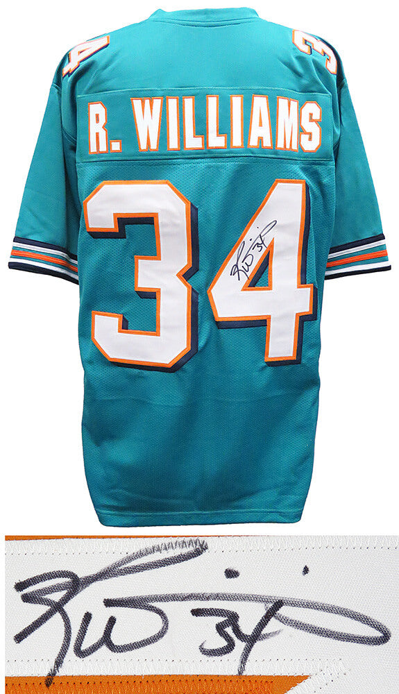 Ricky Williams Autographed Teal Custom Football Jersey-Powers Sports Memorabilia