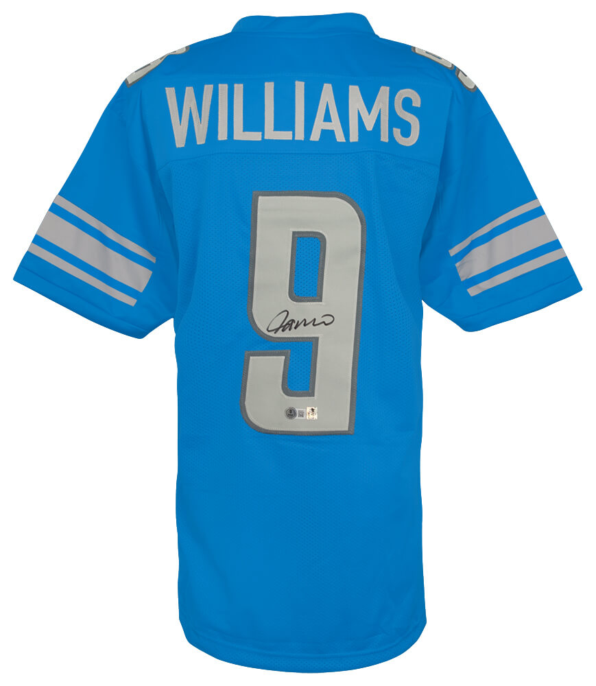 Jameson Williams Autographed Blue Custom Football Jersey Beckett