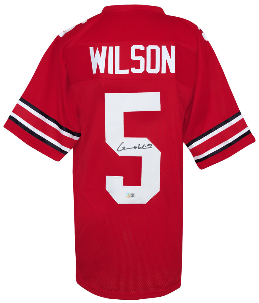 Garrett Wilson Autographed Red Custom College Football Jersey (Beckett COA)-Powers Sports Memorabilia
