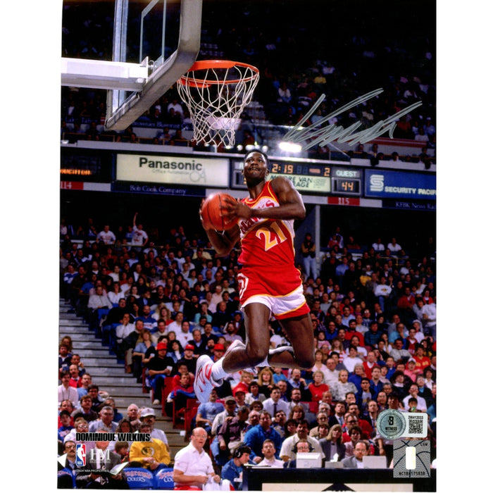 Dominique Wilkins Signed Atlanta Hawks 8x10 Photo – Beckett Witness Authenticated-Powers Sports Memorabilia
