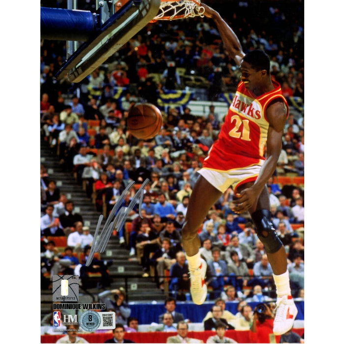 Dominique Wilkins Autographed Atlanta Hawks 8x10 Photo – Beckett Witness Authenticated-Powers Sports Memorabilia