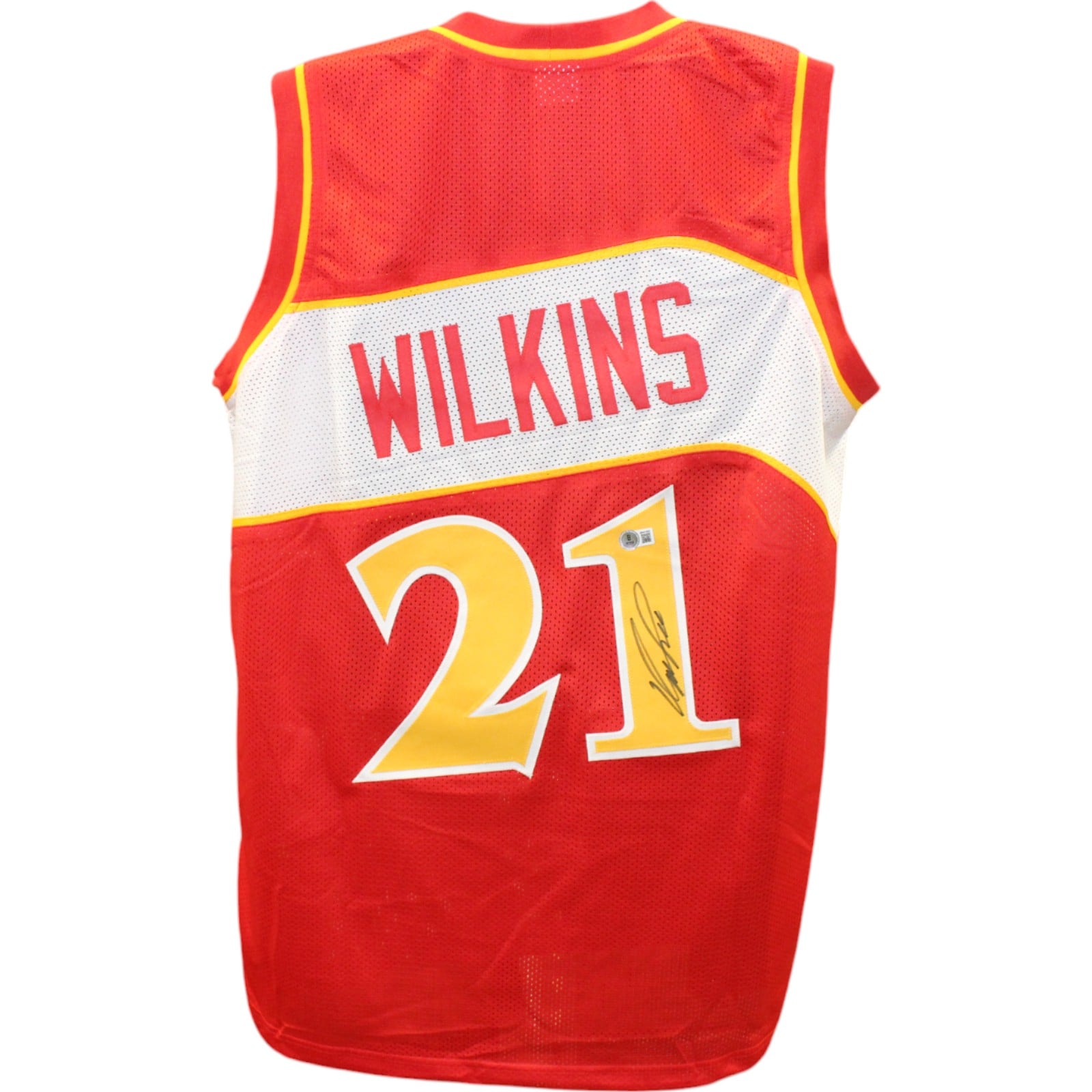 Dominique Wilkins Signed Pro Style Red XL Jersey – Beckett Witness Authenticated-Powers Sports Memorabilia
