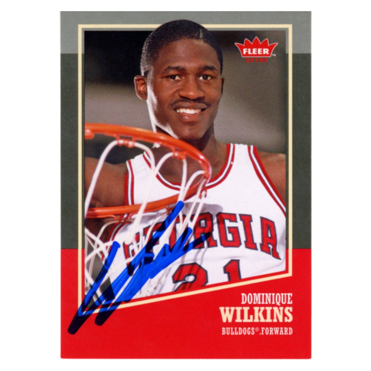 Dominique Wilkins Georgia Bulldogs Signed Card - 2014 Fleer Retro # 12 Beckett Beckett-Powers Sports Memorabilia