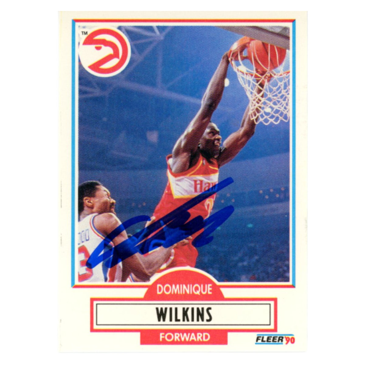 Dominique Wilkins 1990 Fleer #6 Trading Signed Card-Powers Sports Memorabilia
