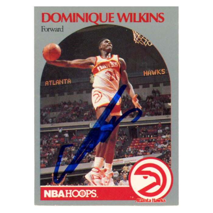 Dominique Wilkins Signed 1990 NBA Hoops #36 Trading Card – Beckett Authenticated-Powers Sports Memorabilia