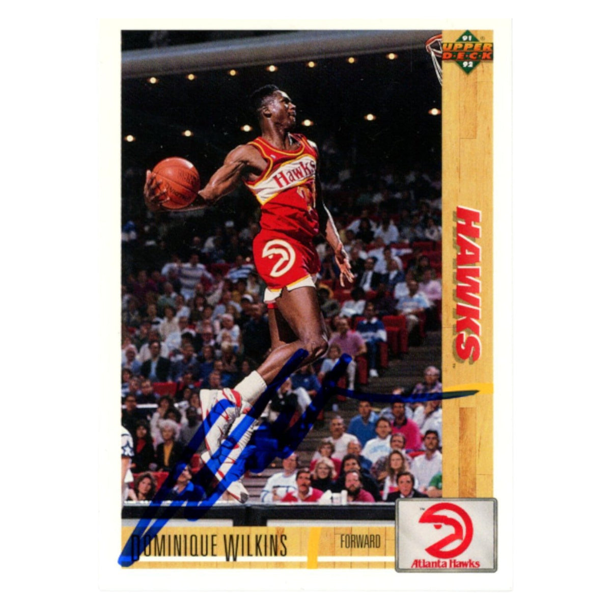 Dominique Wilkins Signed 1991 Upper Deck #255 Trading Card – Beckett Authenticated-Powers Sports Memorabilia