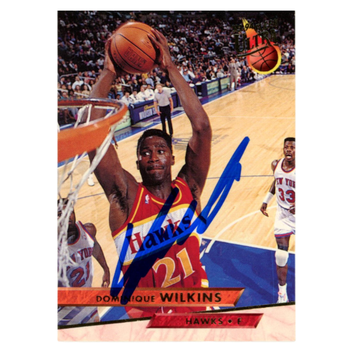 Dominique Wilkins 1993 Fleer Ultra #7 Trading Signed Card-Powers Sports Memorabilia