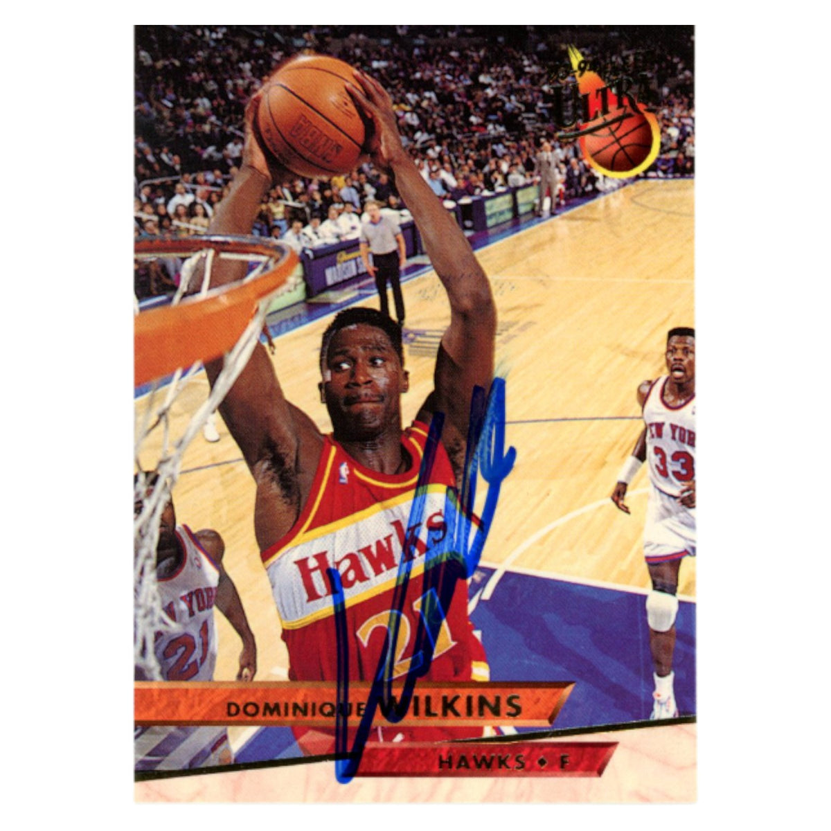 Dominique Wilkins Atlanta Hawks Signed Card - 93 Fleer Ultra #7 SMEAR Beckett Beckett-Powers Sports Memorabilia