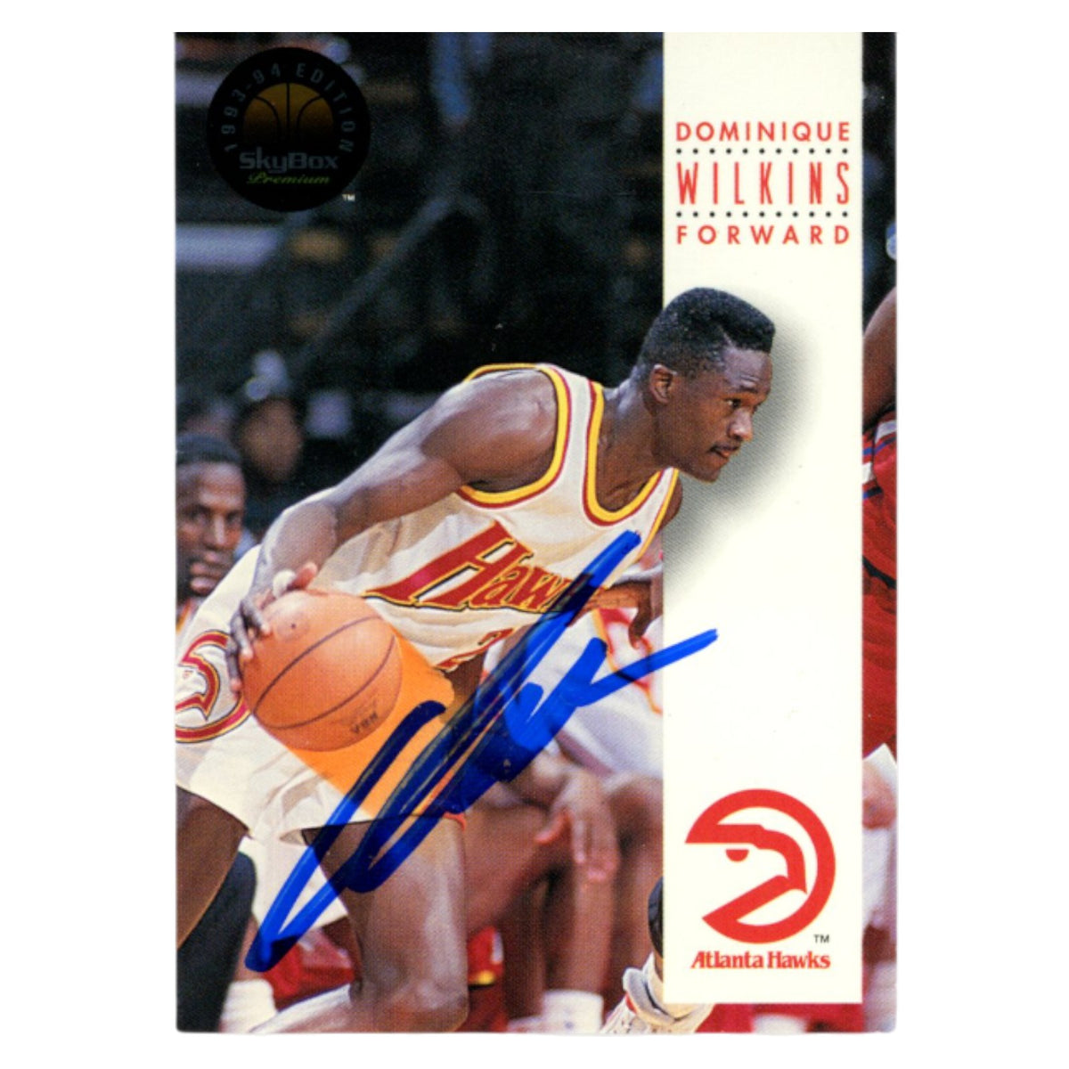 Dominique Wilkins 1993 SkyBox #28 Trading Signed Card-Powers Sports Memorabilia