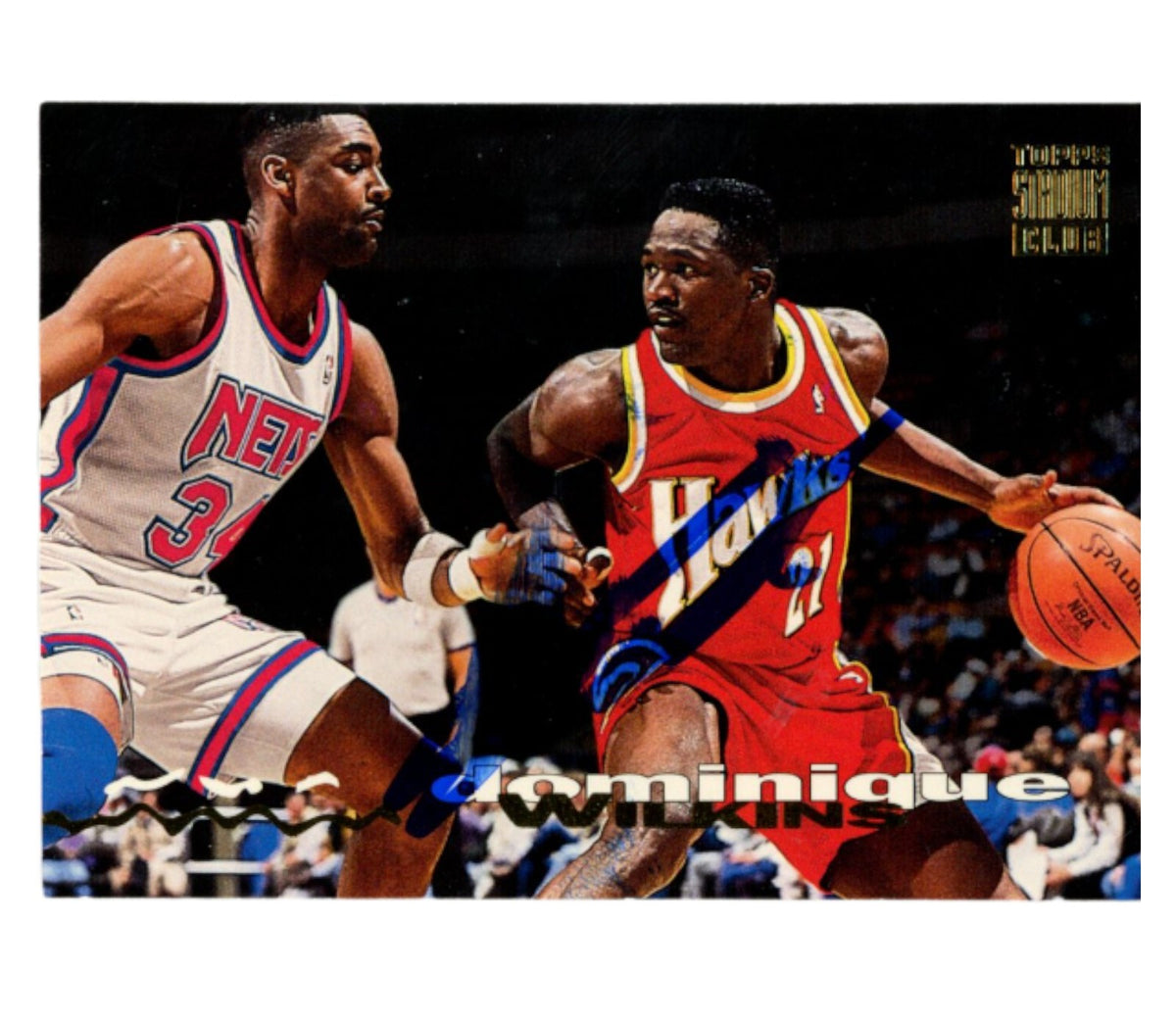 Dominique Wilkins Atlanta Hawks Signed Card - 94 Stadium Club #129 SMEAR Beckett Beckett-Powers Sports Memorabilia