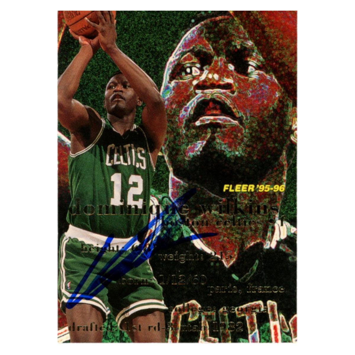 Dominique Wilkins Boston Celtics Signed Card - 1995 Fleer #13 SMEAR Beckett Beckett-Powers Sports Memorabilia