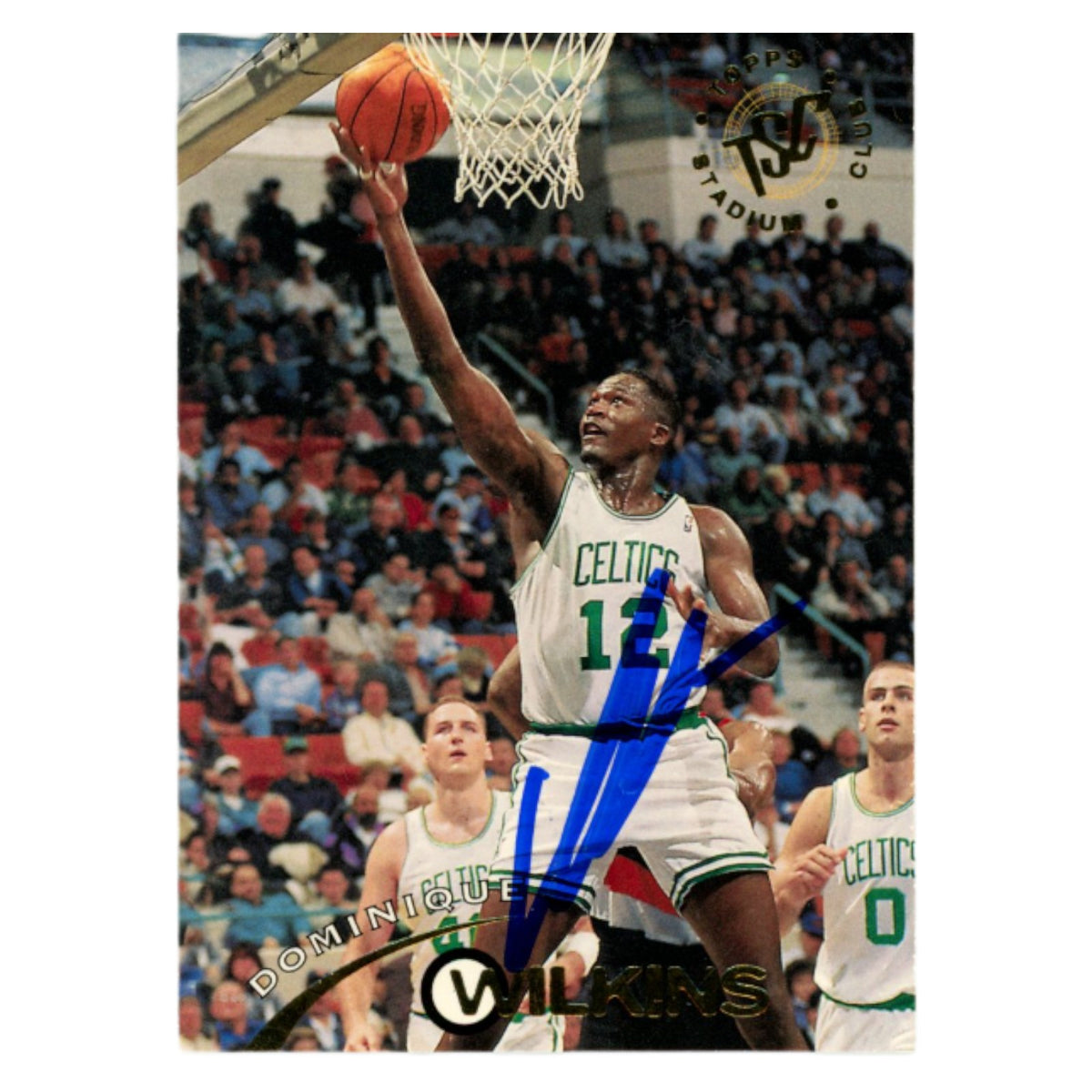 Dominique Wilkins 1995 Topps Stadium Club #184 Trading Signed Card-Powers Sports Memorabilia