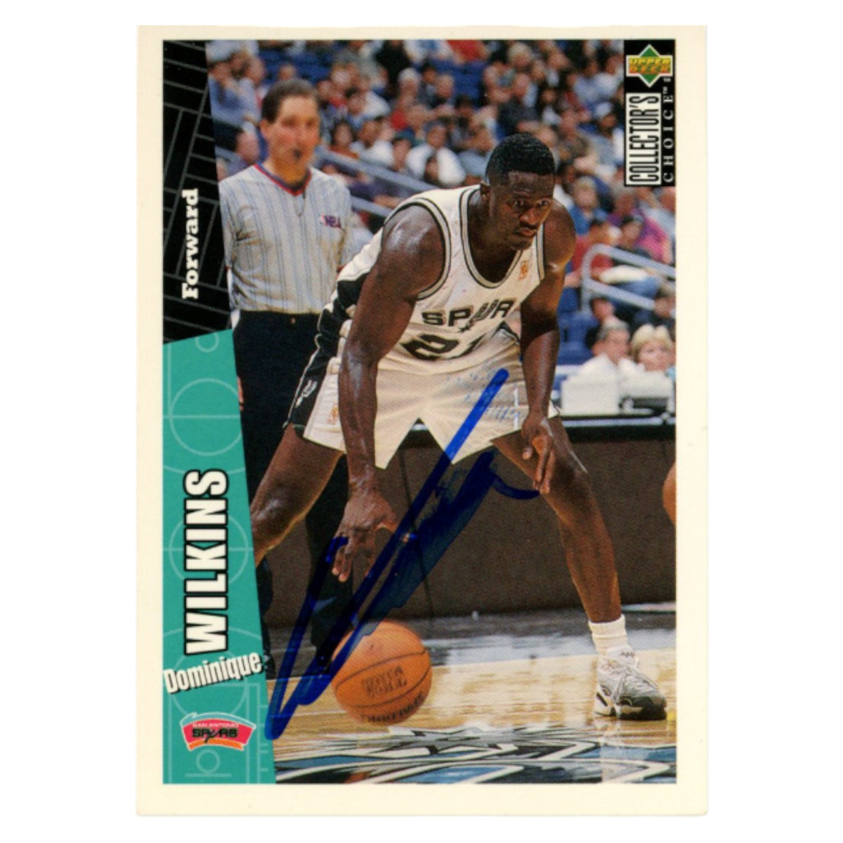 Dominique Wilkins San Antonio Spurs Signed Card - 96 Upper Deck 325 SMEAR Beckett Beckett-Powers Sports Memorabilia