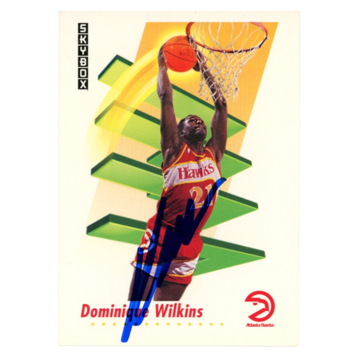 Dominique Wilkins 1991 SkyBox #10 Trading Signed Card-Powers Sports Memorabilia