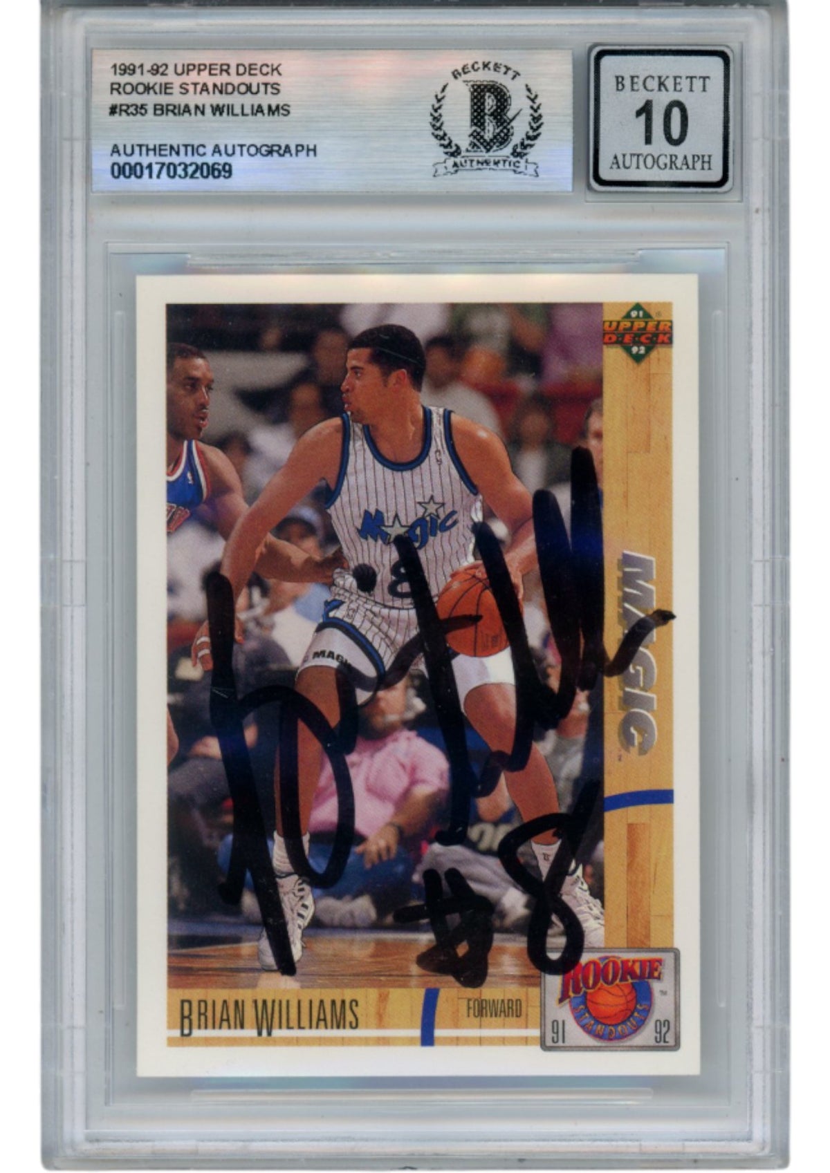 Brian Williams Orlando Magic Signed Card - 91-92 Upper Deck #R35 Slab Beckett Beckett-Powers Sports Memorabilia