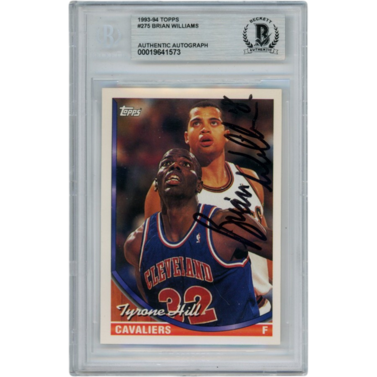 Brian Williams Cleveland Cavaliers Signed Card - 1993-94 Topps #275 Slabbed Beckett Beckett-Powers Sports Memorabilia