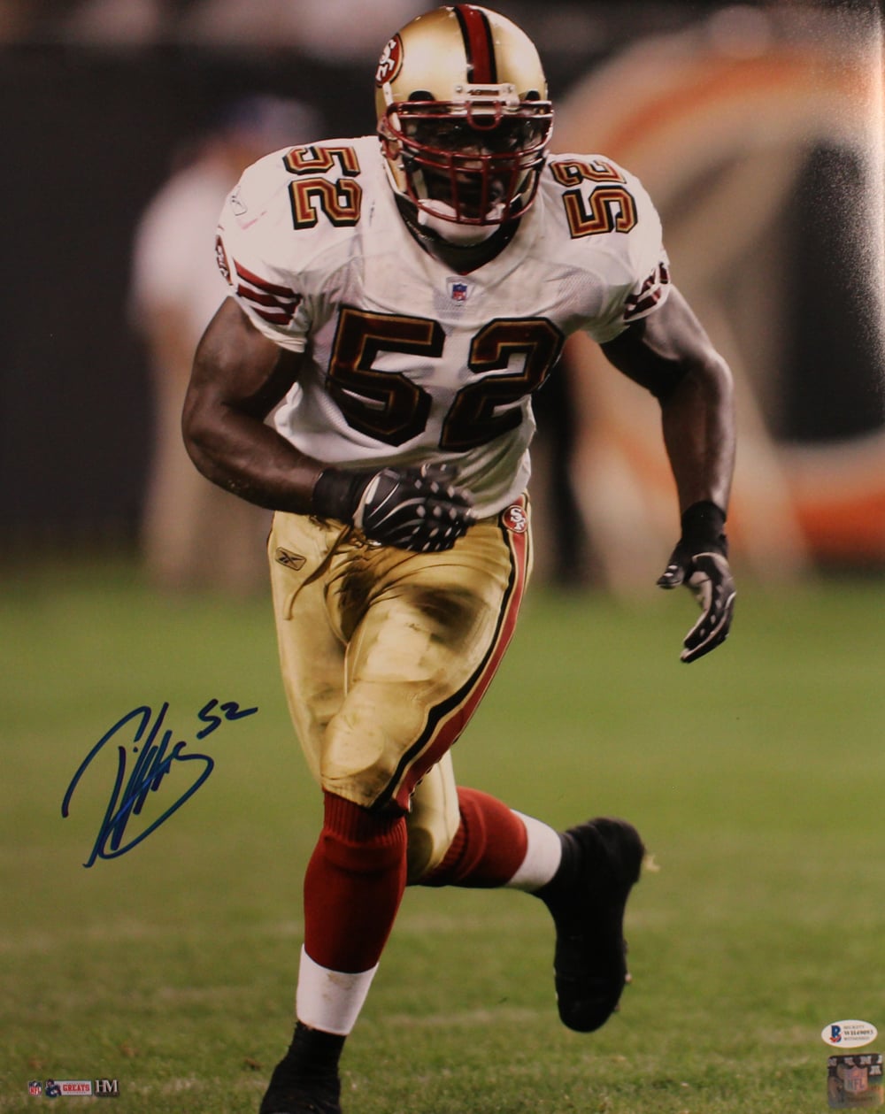 Patrick Willis Signed San Francisco 49ers 16x20 Photo – White – Beckett Authenticated-Powers Sports Memorabilia