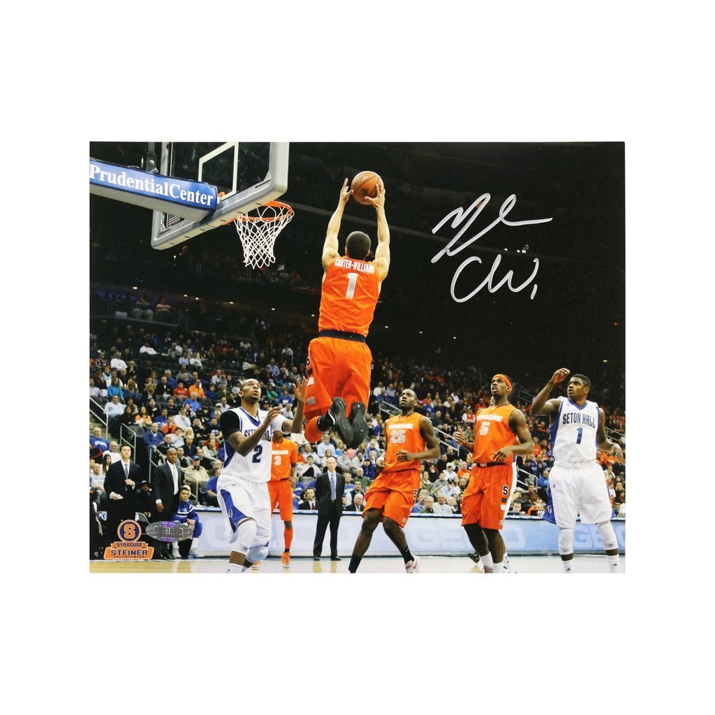 Michael Carter Williams Signed 8x10 Syracuse University Dunk vs. Seton Hall Photo (Steiner Holo)-Powers Sports Memorabilia