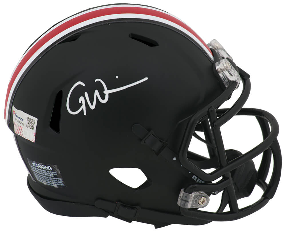 Garrett Wilson Autographed Ohio State Buckeyes Black Riddell Speed Mini Helmet-Powers Sports Memorabilia