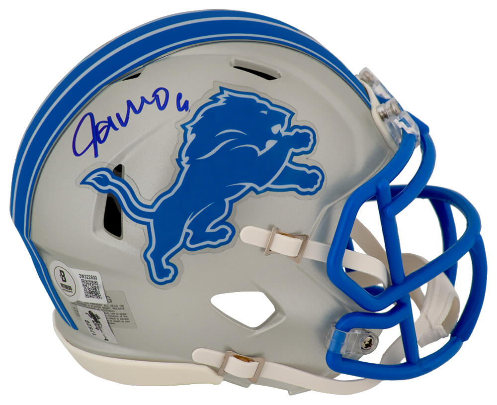Jameson Williams Detroit Lions Autographed Riddell Mini Helmet Beckett-Powers Sports Memorabilia