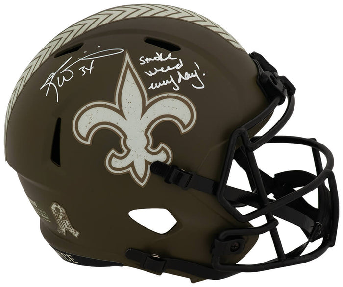 Ricky Williams Autographed New Orleans Saints SALUTE Riddell Full Size Speed Replica Helmet with Smoke Weed Everyday-Powers Sports Memorabilia
