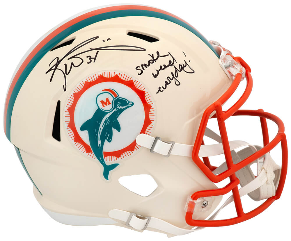 Ricky Williams Miami Dolphins Autographed RETRO Full Size Riddell Replica Helmet-Powers Sports Memorabilia