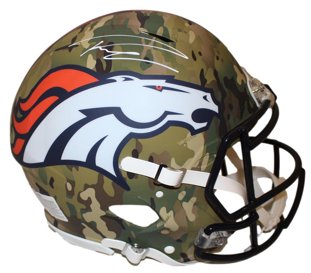Russell Wilson Denver Broncos Authentic Camo Signed Helmet FAN-Powers Sports Memorabilia