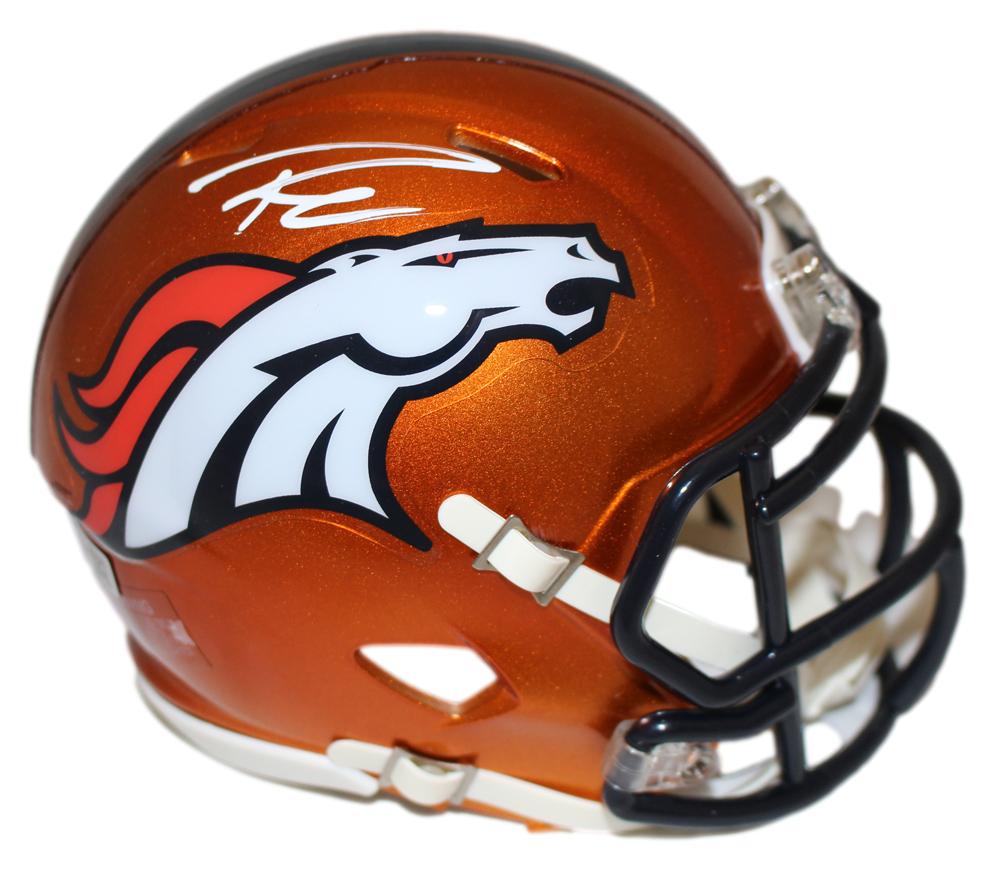 Russell Wilson Denver Broncos Flash Signed Mini Helmet FAN-Powers Sports Memorabilia