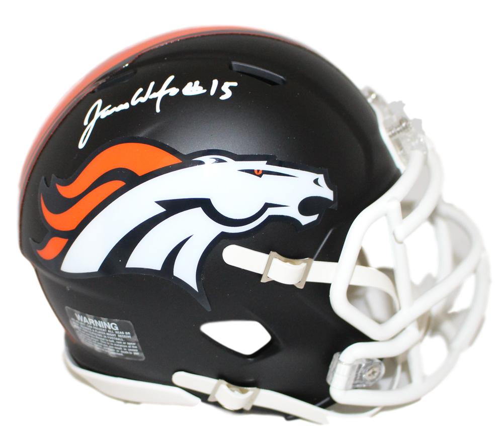 Juwann Winfree Denver Broncos Black Matte Signed Mini Helmet-Powers Sports Memorabilia