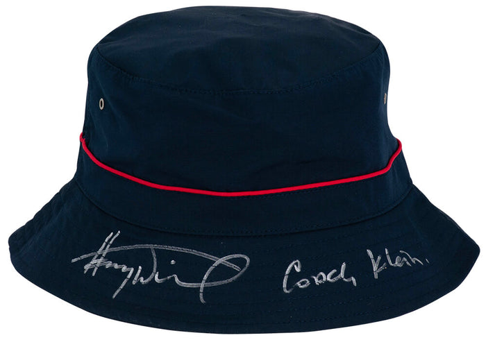 Henry Winkler Autographed Waterboy Navy Bucket Coaching Hat with Coach Klein-Powers Sports Memorabilia