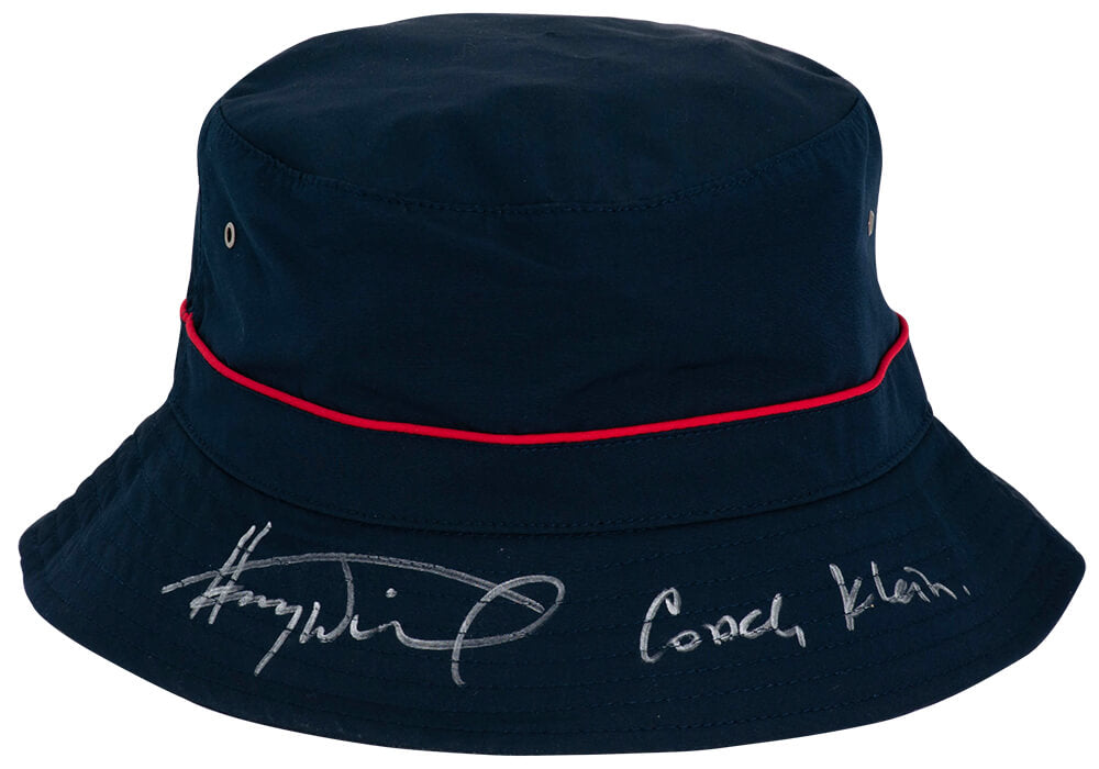 Henry Winkler Autographed Waterboy Navy Bucket Coaching Hat with Coach Klein-Powers Sports Memorabilia