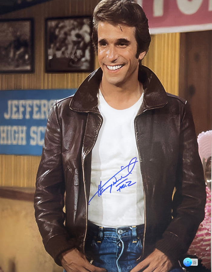 Henry Winkler Signed Happy Days 16x20 Photo – Blue – Beckett Authenticated-Powers Sports Memorabilia