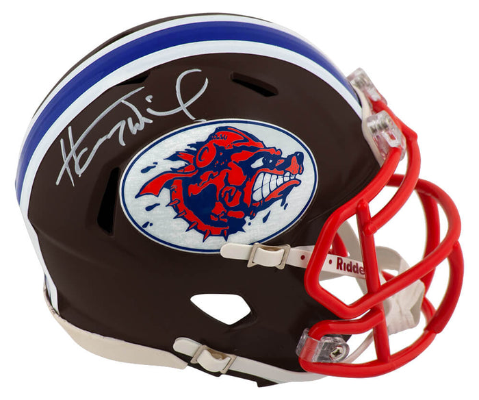 Henry Winkler Autographed The Waterboy Mud Dogs Brown Custom Mini Helmet-Powers Sports Memorabilia