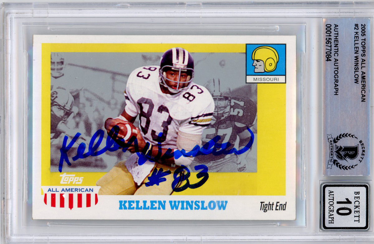 Kellen Winslow Signed 2005 Topps American #2 (Grade 10) Slabbed BAS-Powers Sports Memorabilia