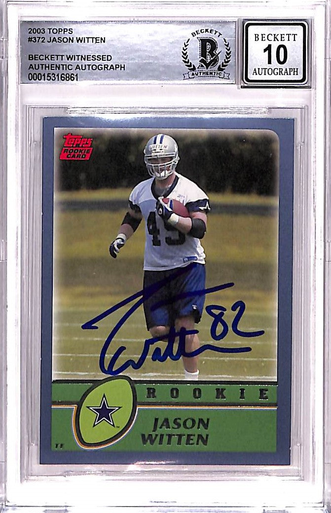 Jason Witten 2003 Topps #372 Trading Signed Card Grade 10 Auto BAS-Powers Sports Memorabilia