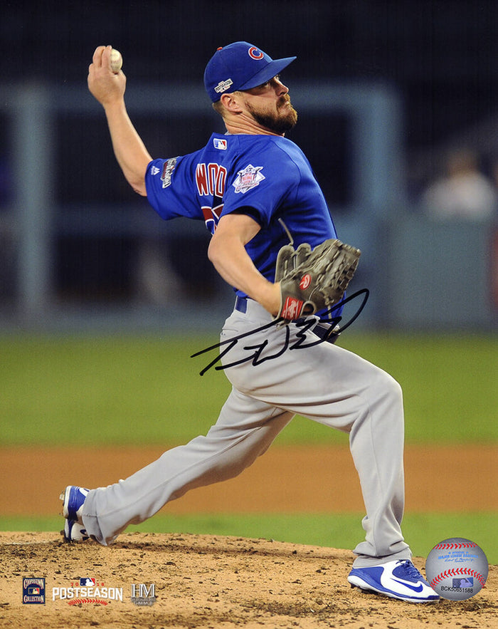 Travis Wood Autographed Chicago Cubs 2016 Postseason Pitching Action 8x10 Photo-Powers Sports Memorabilia