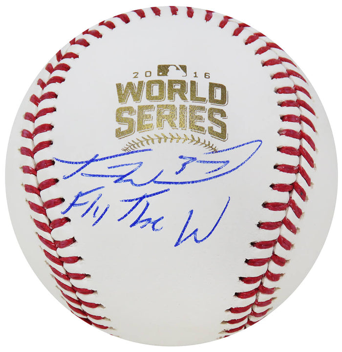 Travis Wood Autographed Rawlings Official 2016 World Series Baseball with Fly The W-Powers Sports Memorabilia