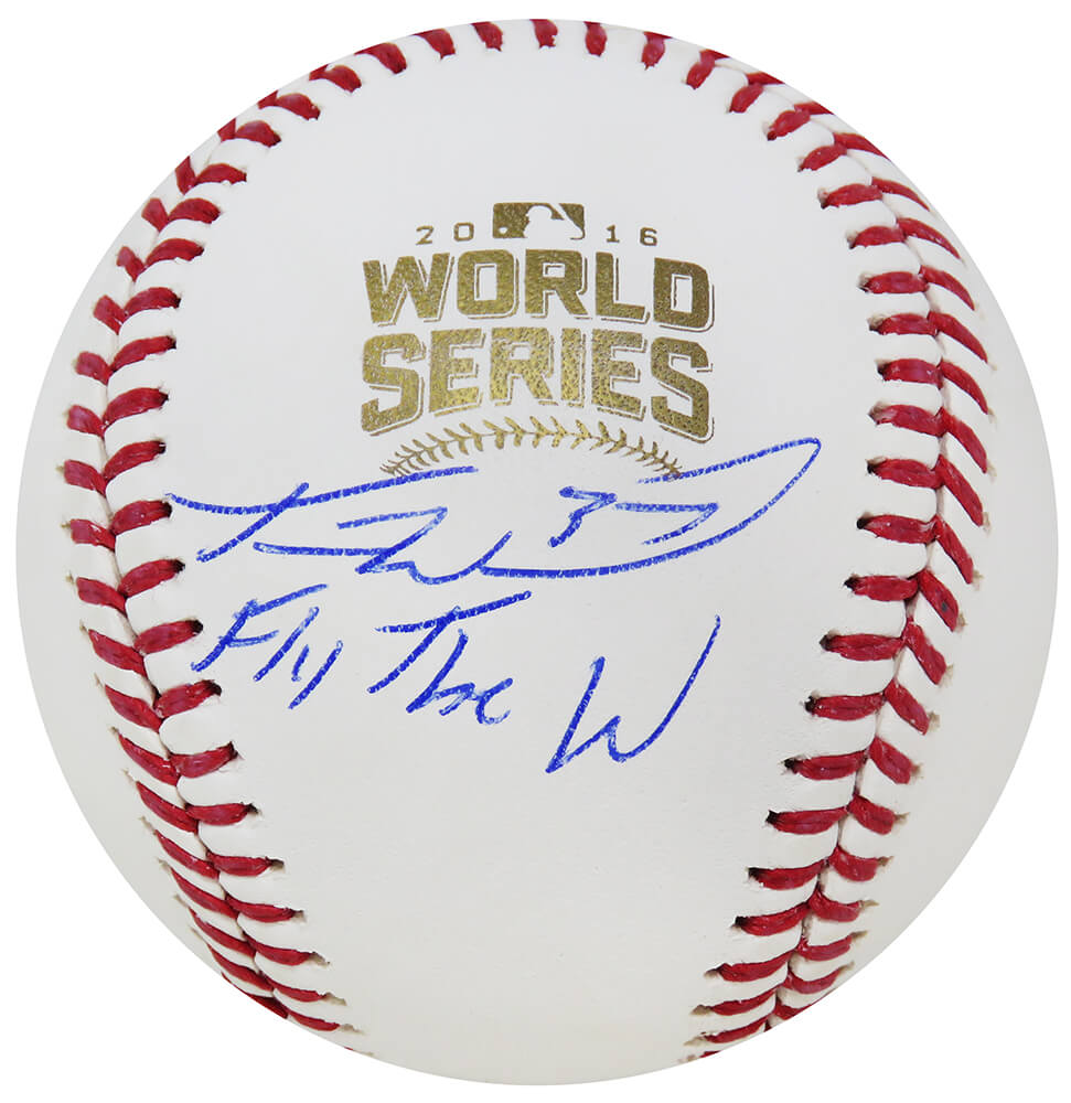 Travis Wood Autographed Rawlings Official 2016 World Series Baseball with Fly The W-Powers Sports Memorabilia