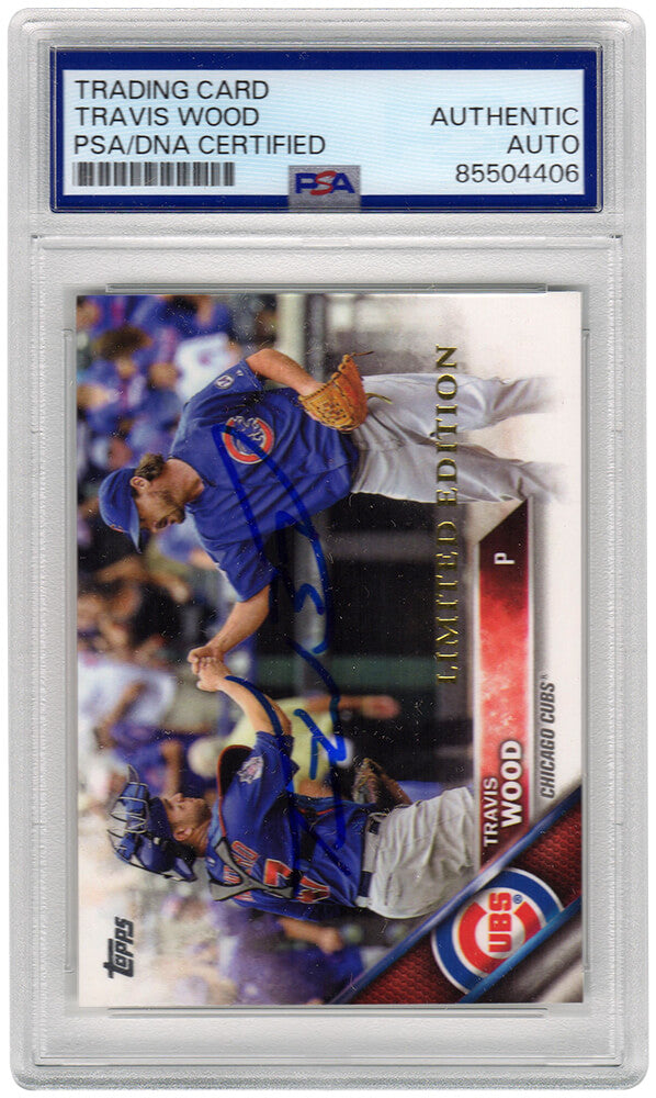 Travis Wood Chicago Cubs Autographed 2016 Topps Baseball Card #507 PSA-Powers Sports Memorabilia