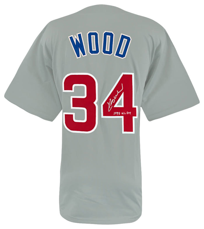 Kerry Wood Autographed Grey Custom Baseball Jersey with 1998 NL ROY-Powers Sports Memorabilia