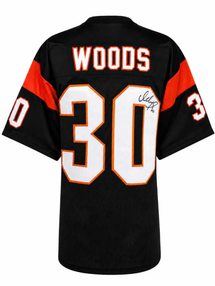 Ickey Woods Autographed Black Custom Football Jersey-Powers Sports Memorabilia