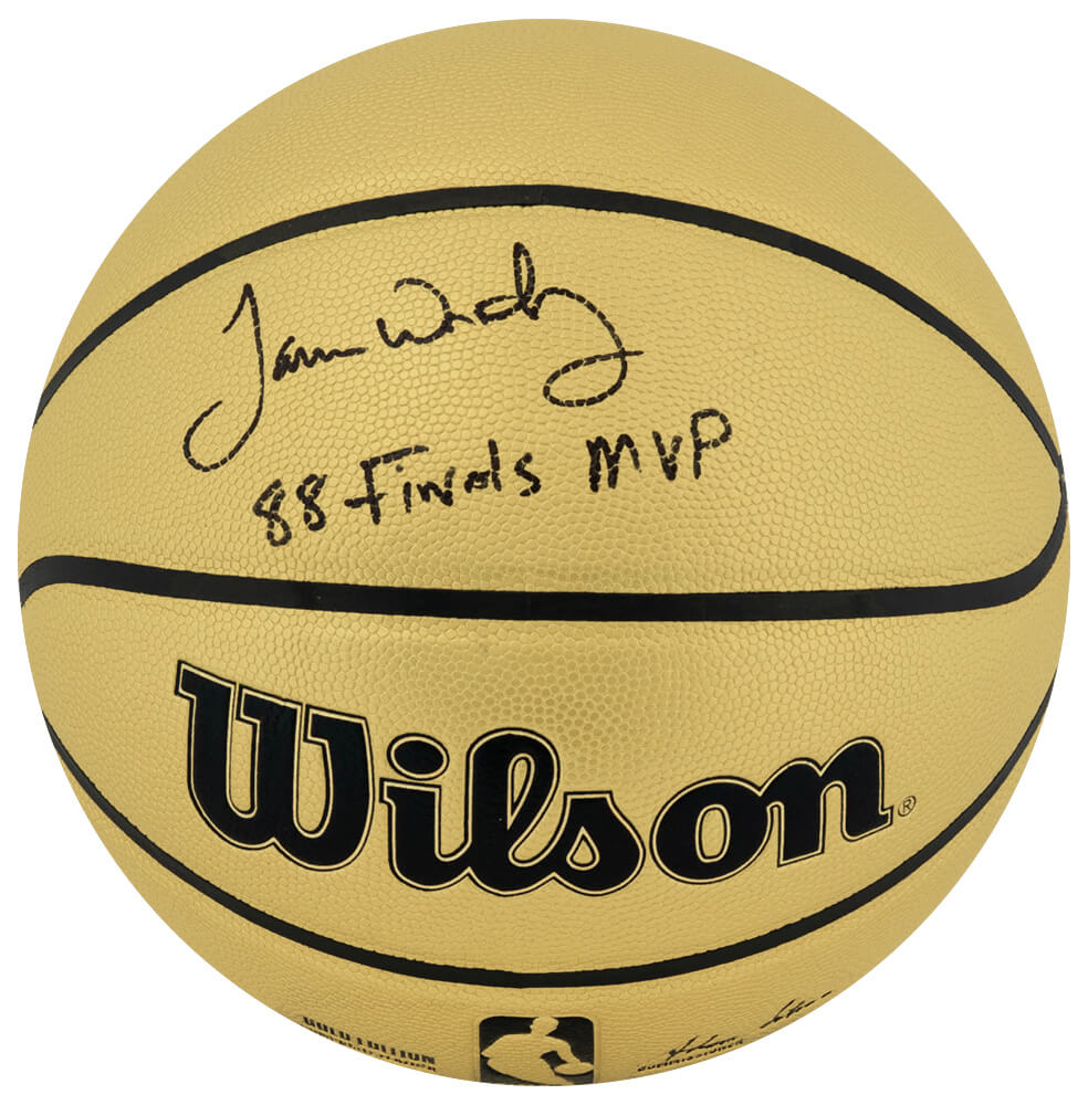 James Worthy Autographed Wilson Gold NBA Basketball with 88 Finals MVP-Powers Sports Memorabilia