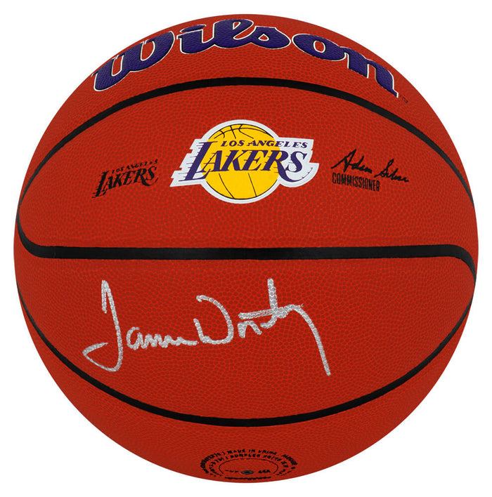 James Worthy Autographed Wilson Los Angeles Lakers Logo NBA Basketball-Powers Sports Memorabilia