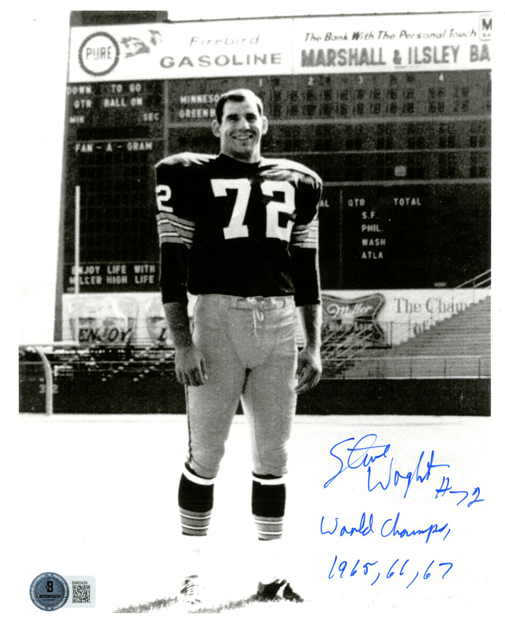 Steve Wright Green Bay Packers Signed 8x10 Photo World Champs-Powers Sports Memorabilia